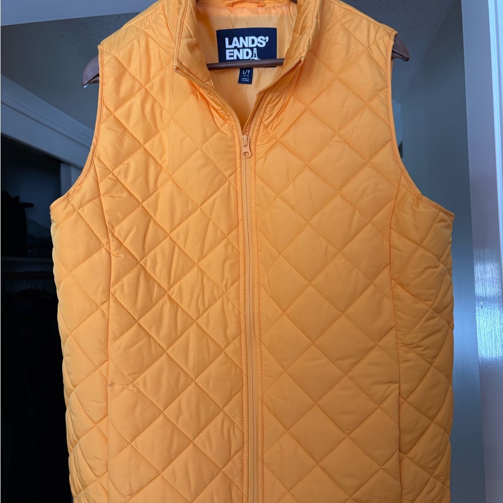 Lands' End Sunny Orange Quilted Vest